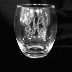 Monogrammed Acrylic Stemless Wine Glass