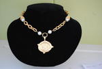 Handcast Gold Bee Intaglio Necklace w/ Pearl Accents