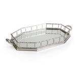 Octagonal Pewter Mirrored Tray with Handles