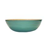 Shallow Large Lacquered Bamboo Bowl in Ice Blue