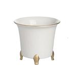 Abagails Cachepot, White and Gold, Small